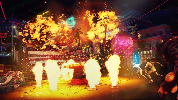 sunset overdrive video explores co op mayhem chaos mode squad pyro geyser