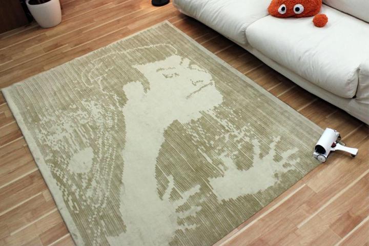 graffiti fur makeshift carpet printer brushes giant pictures onto rug