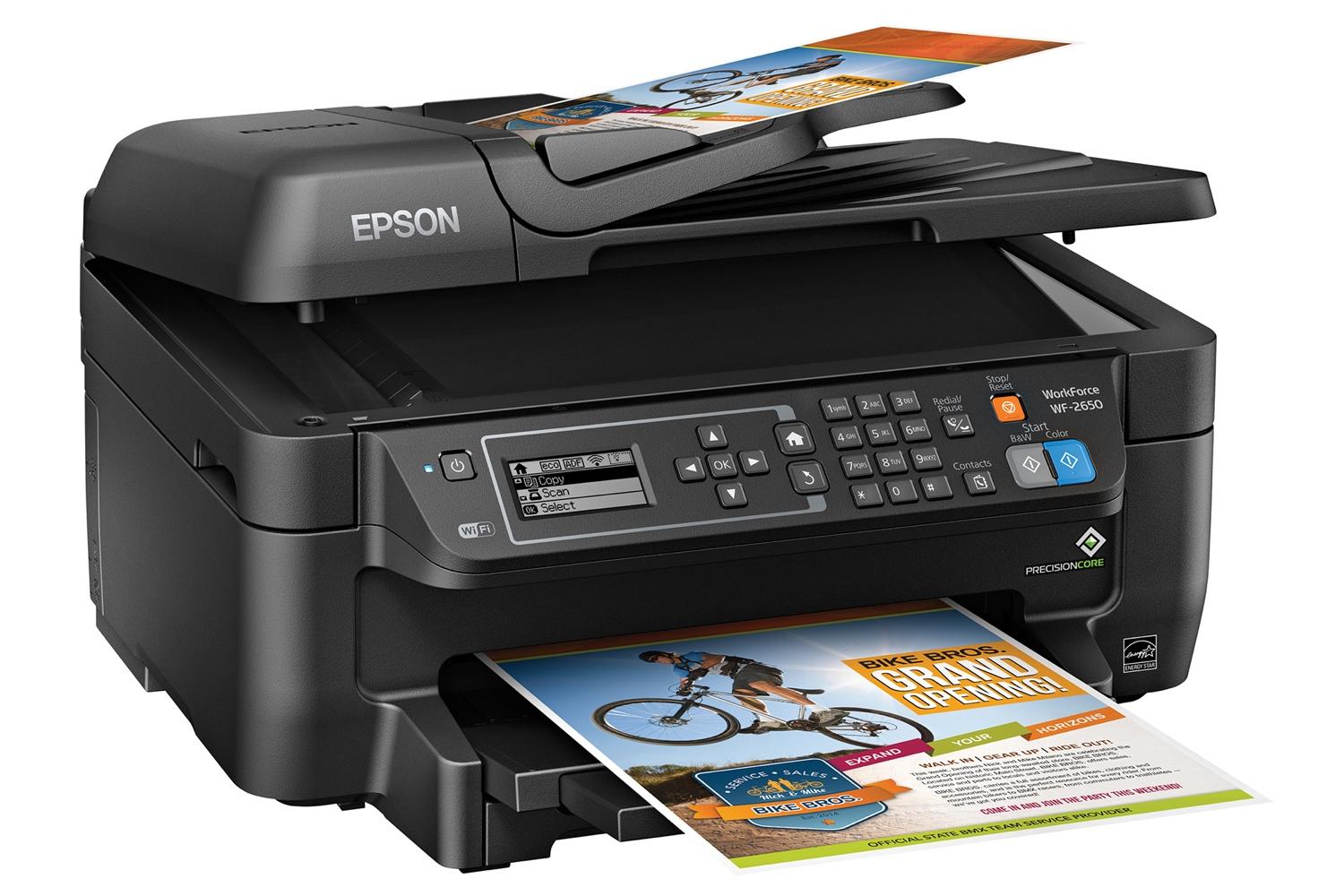 epson lowers price precisioncore inkjet tech new multifunction units workforce wf 2650 right angle