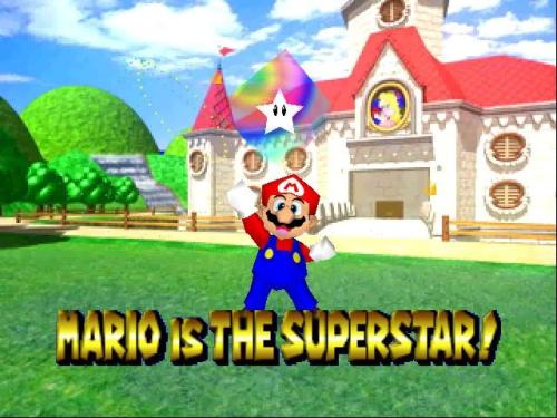 Mario outside peach's castle.