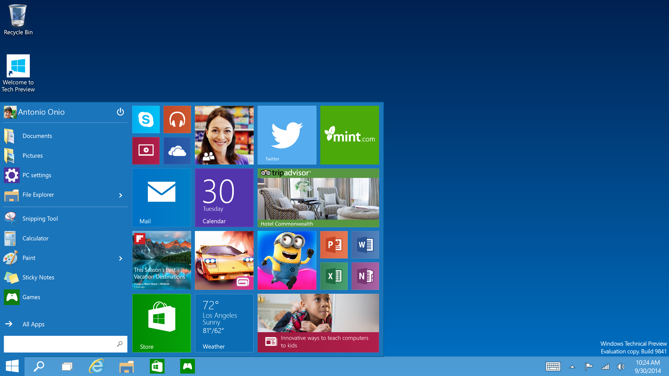 Windows 10: Start menu