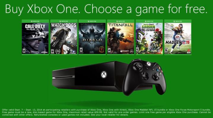 get free game choice xbox one purchase limited time freebie deal