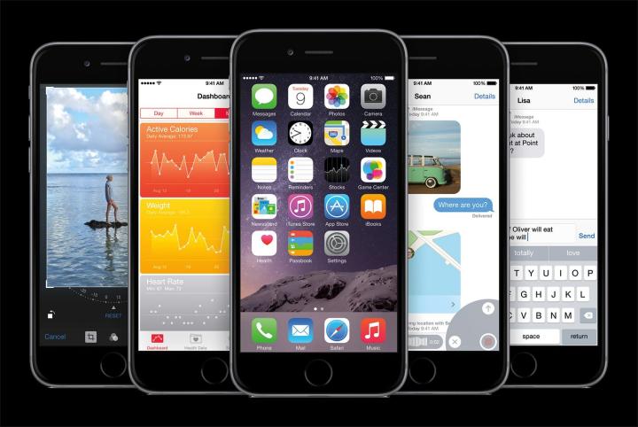 iOS 8 running on iPhones.