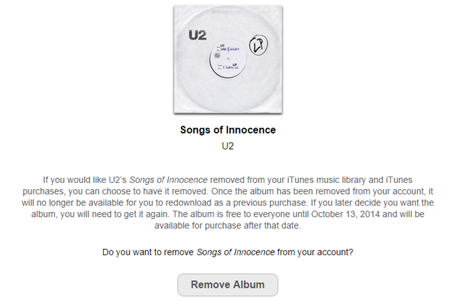 how to remove u2 songs innocence itunes of