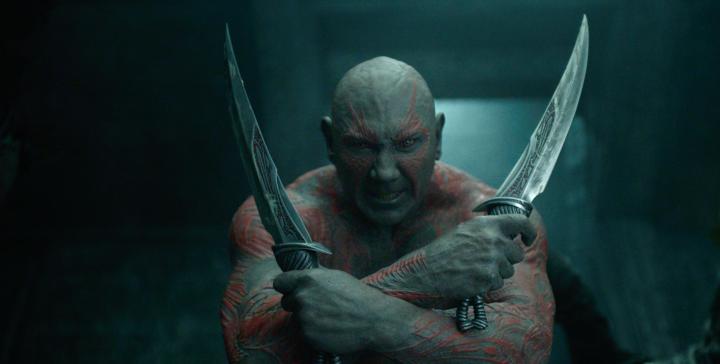 Drax fights with knives in Guardians of the Galaxy.
