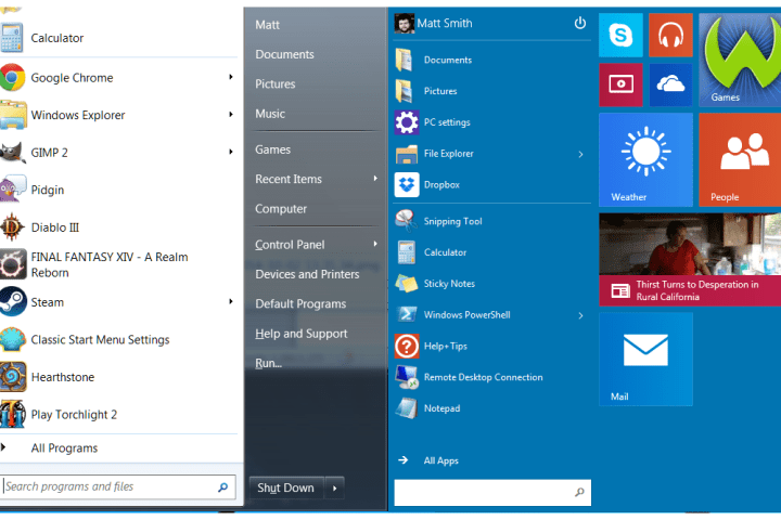 windows 10 vs 7 start menu comparison windows10startmenu