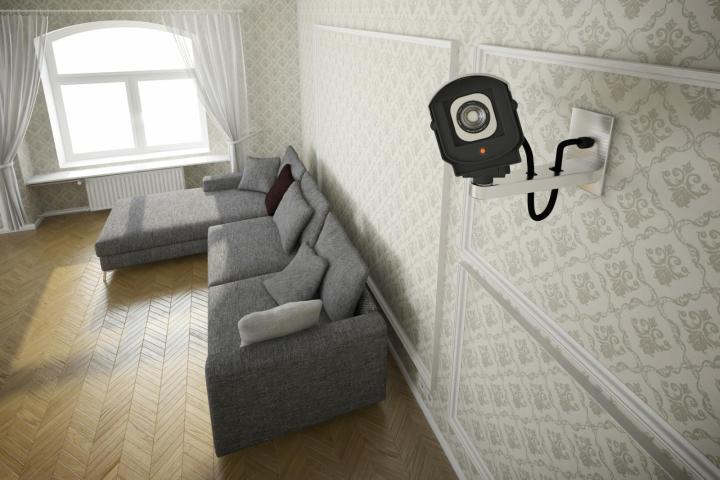 default someone spying security camera home in living room