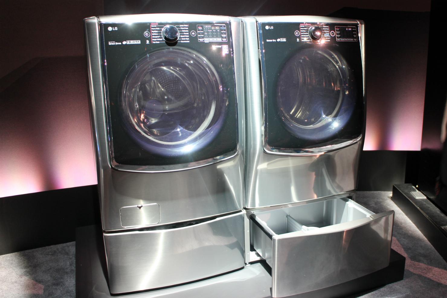 lg twin wash system adds mini washer pedestal