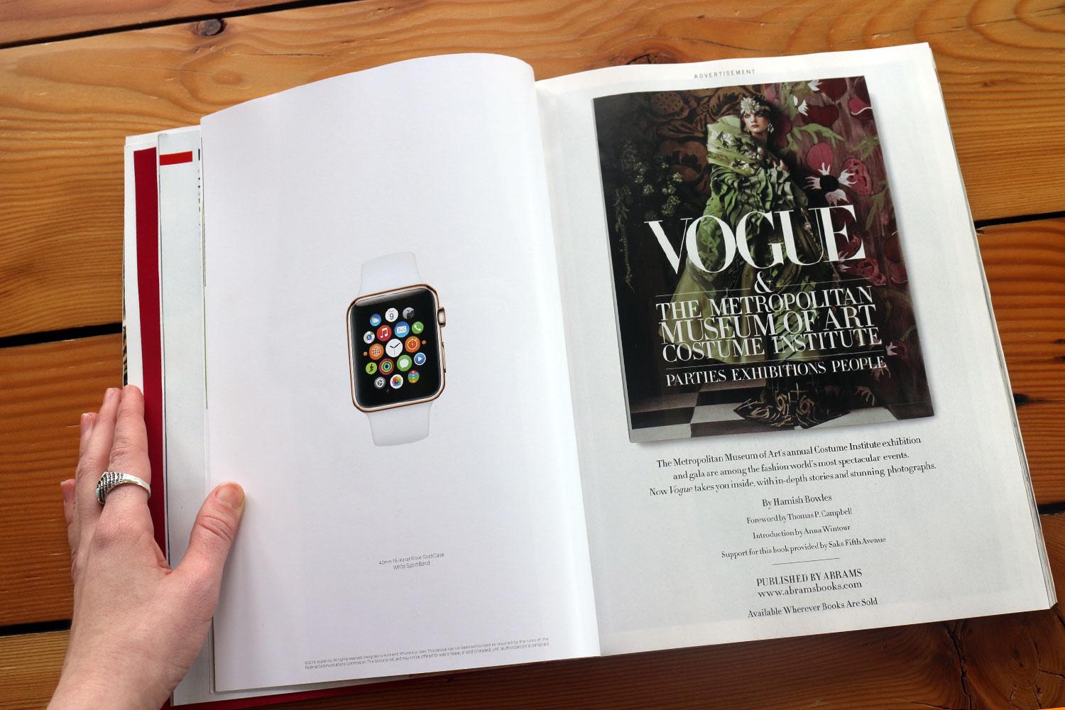 apple watch splashed across 12 pages of vogues march issue vogue ad 6108