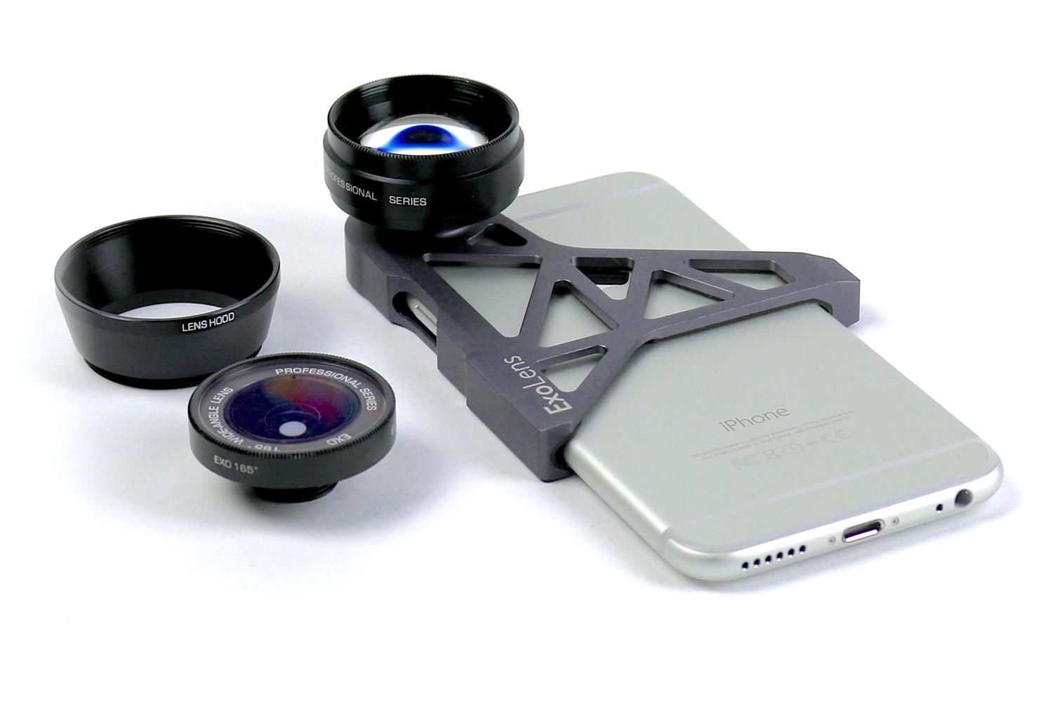 exolens premium wide angle and telephoto lens customized for iphone 6 4