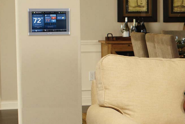 trane smart thermostat and home automation system hub living room