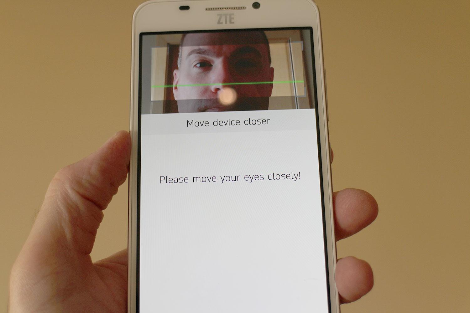 how retinal scanning works in ztes grand s3 zte face scan