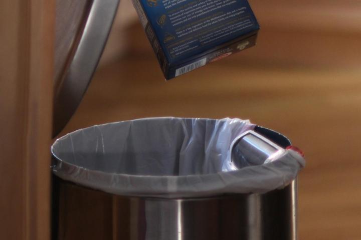 genican is a smart garbage can that orders groceries installed