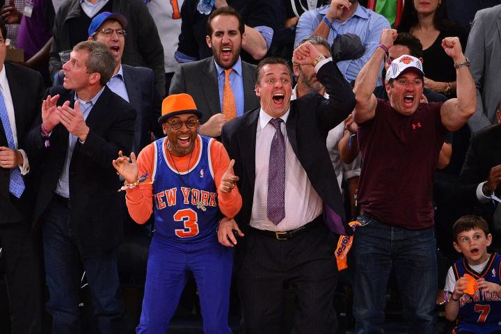 Spike Lee at a Knicks game.