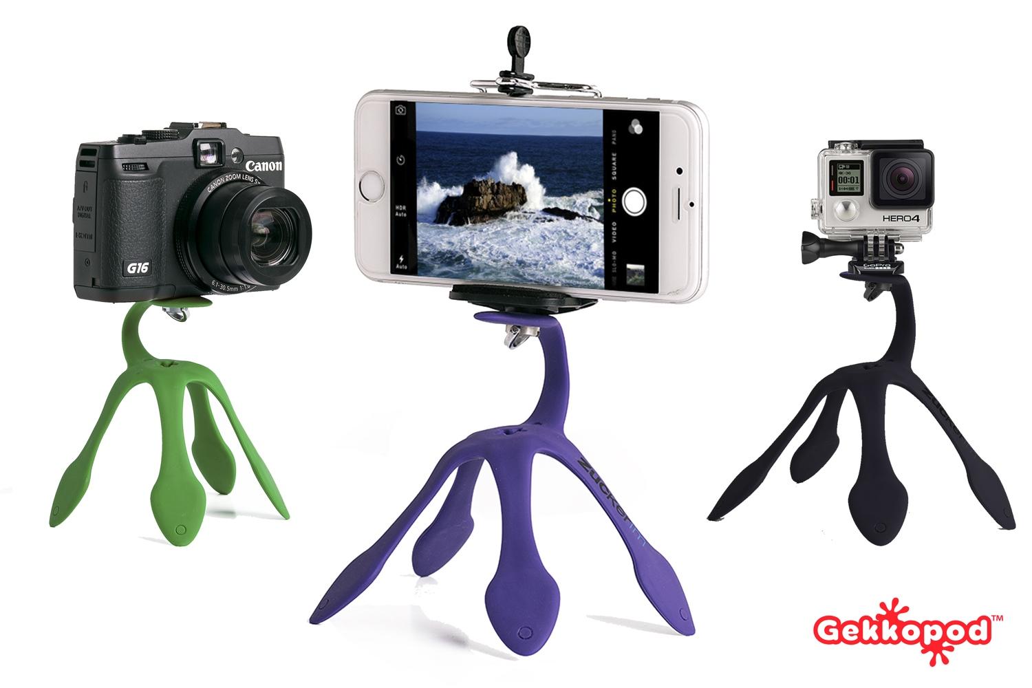 you can mount a camera or phone onto almost anything with the gekkopod 1