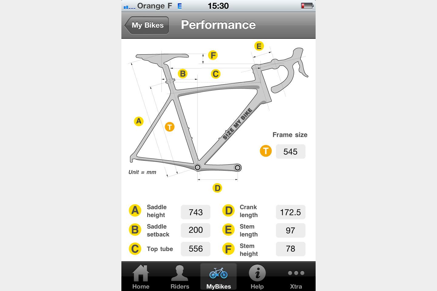 best bike apps sizemybike road performance