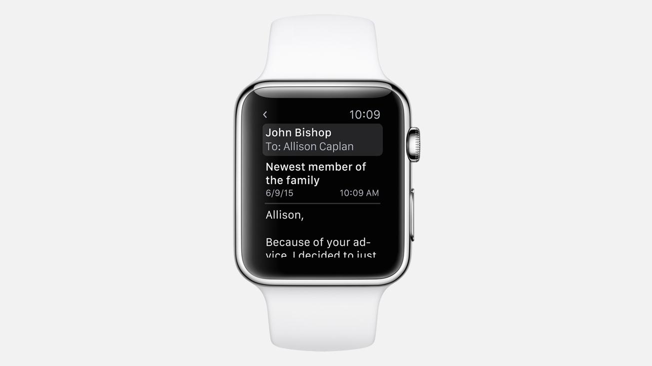 apple watch os 2 news watchos email