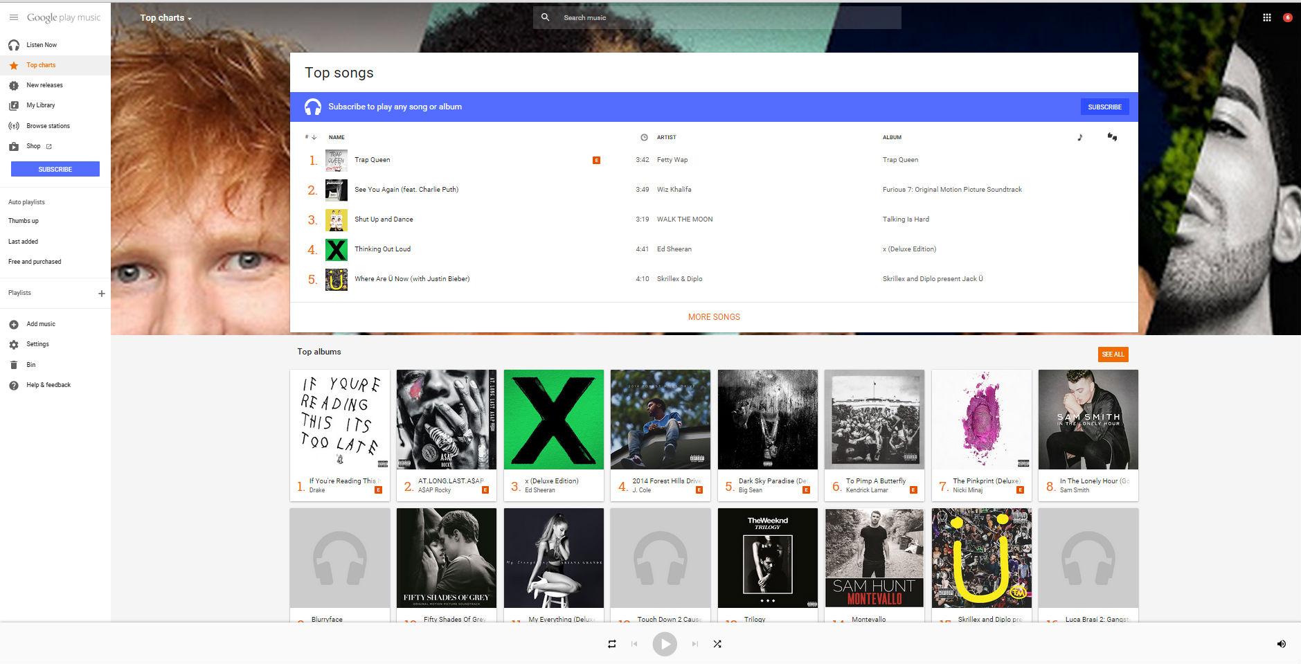 google music announces free ad supported tier play top songs