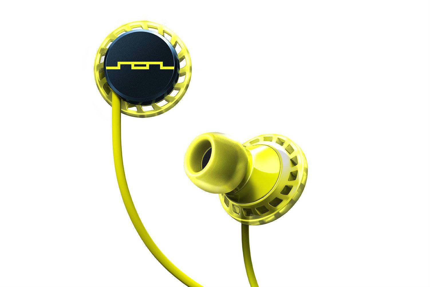 sol republic relay sport form fit water resistant in ear headphones relays tight yellow