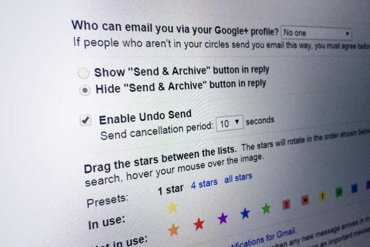 The settings for Gmail's "Undo Send" feature.