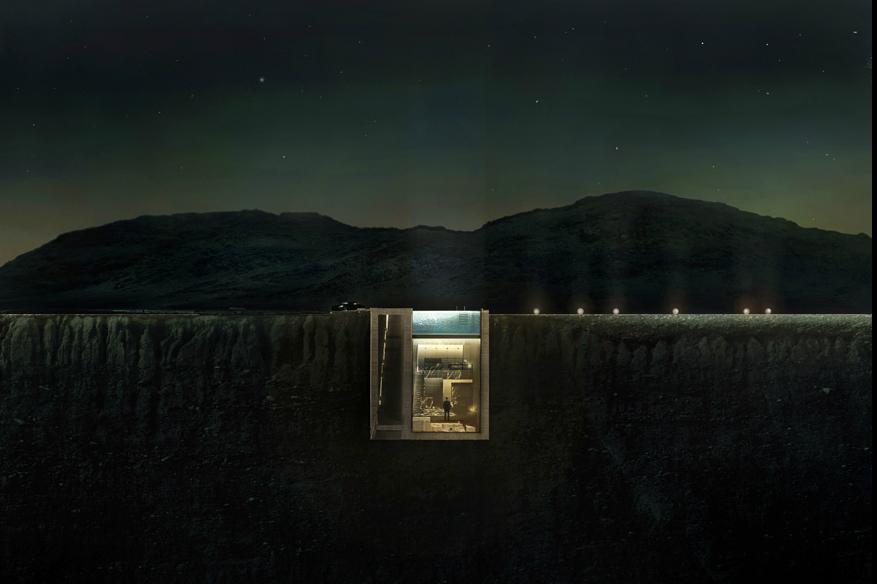 casa brutale is a conceptual cliff house on the aegean sea concept night