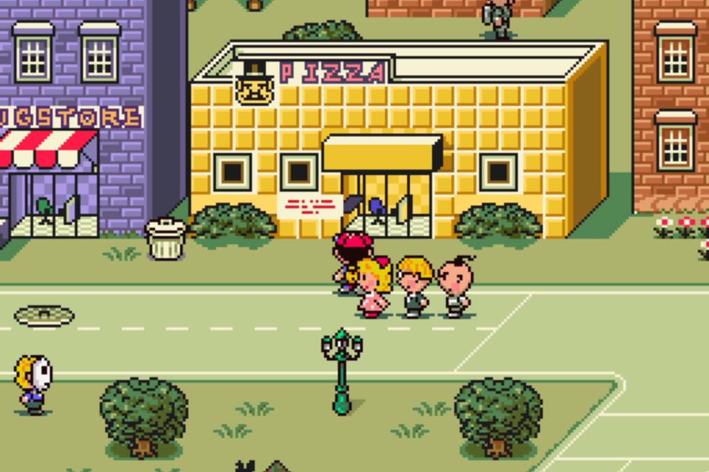 Ness and his friends outside a Pizza place.