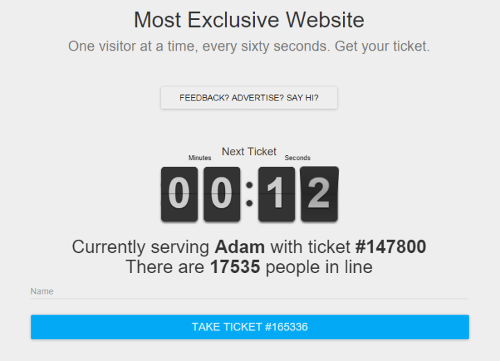 most exclusive website limits to one user
