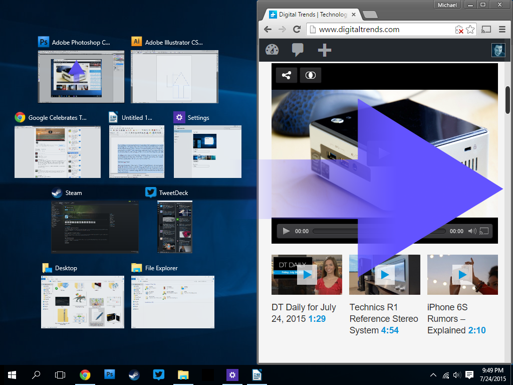 Task Snap Capture How to Use Windows 10's Task View and Aero Snap | Digital Trends
