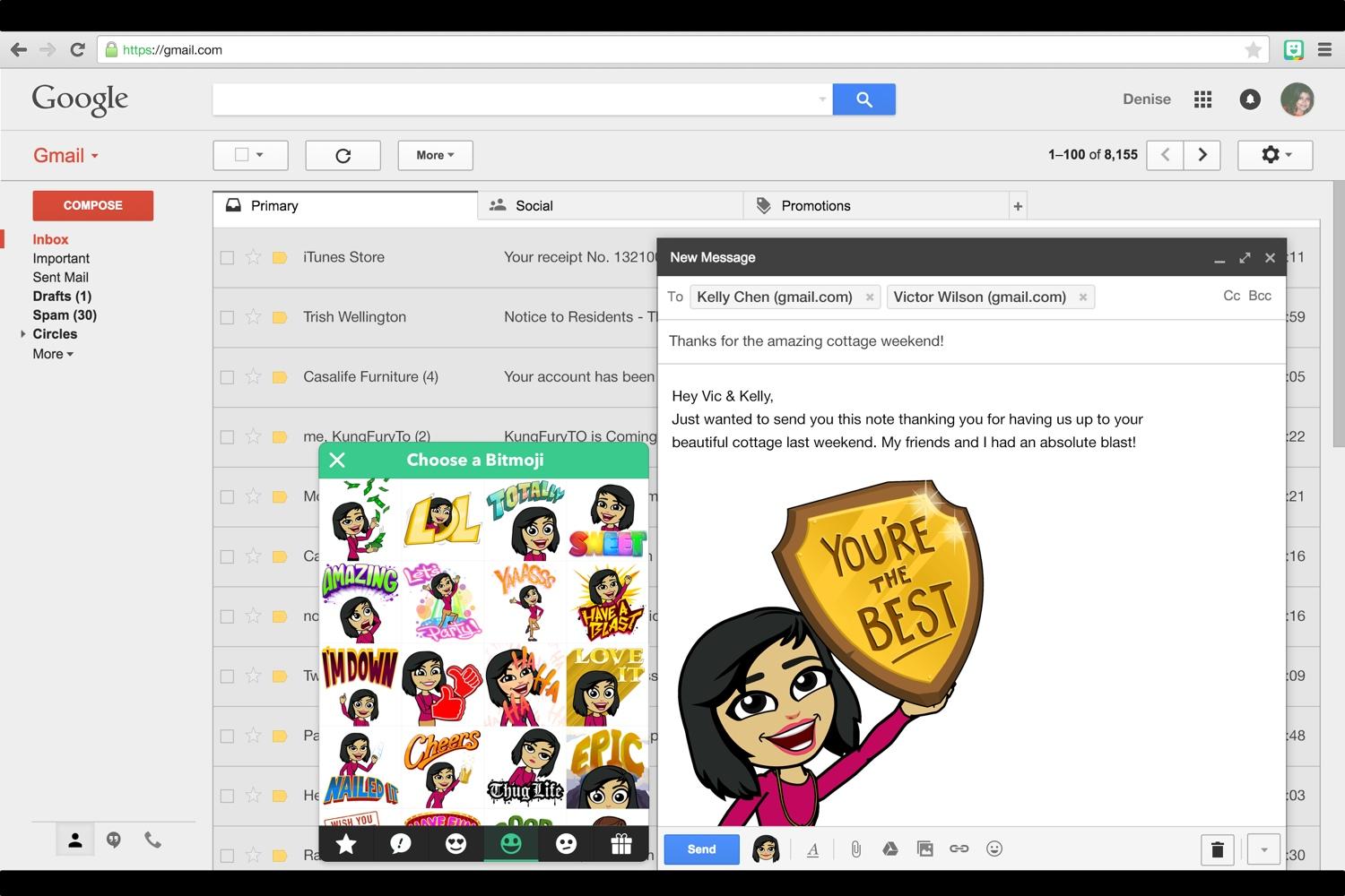 bitmoji leaps out of facebook and smartphones now available as chrome extension gmail