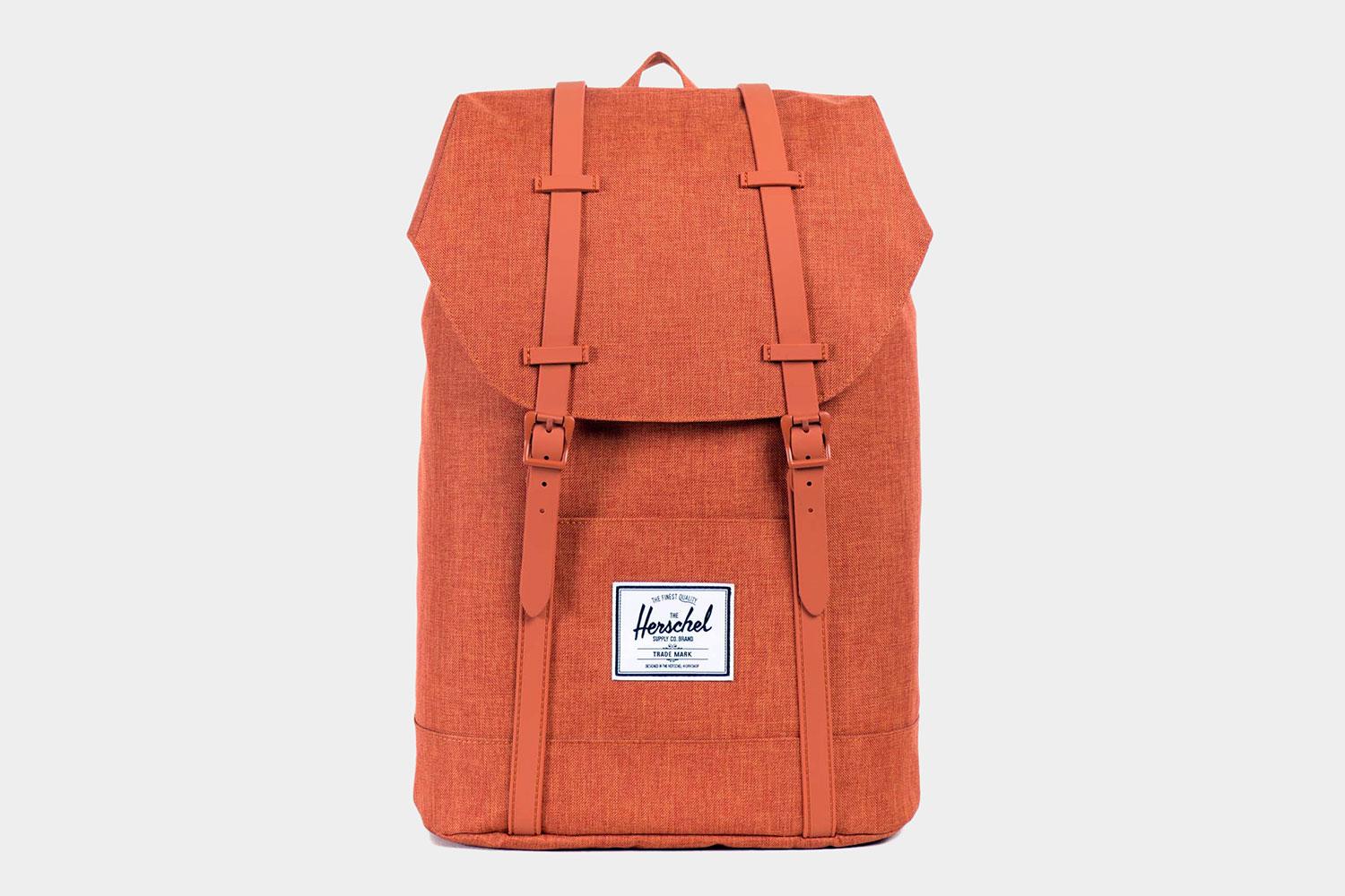A frontal view of a Herschel Supply Co Retreat backpack.