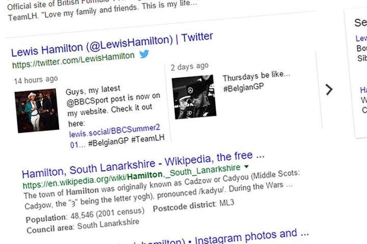google twitter integration arrives for desktop search results lewis tweets