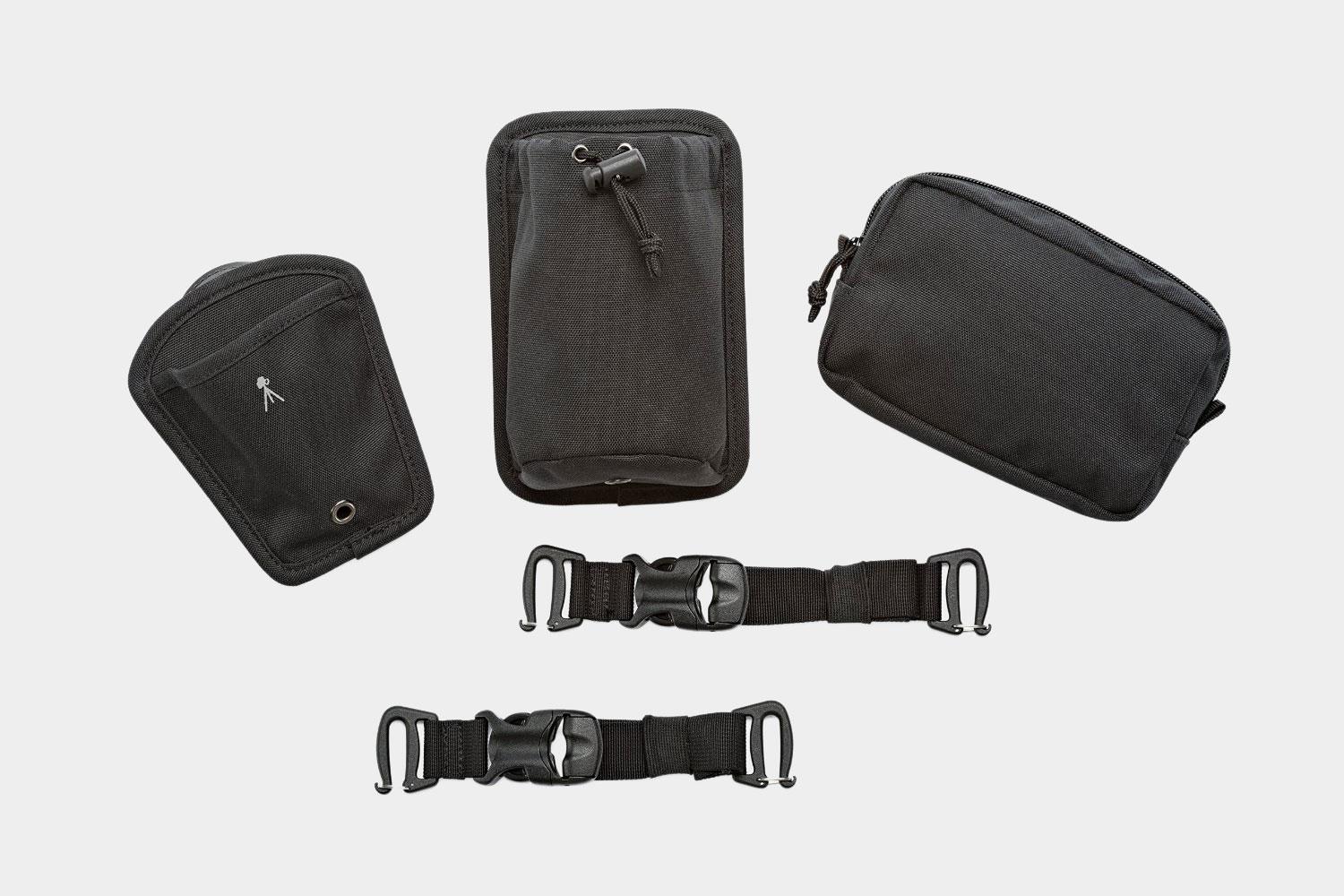 Various Lowepro ProTactic 350 AW Camera and Laptop Backpack accessories.