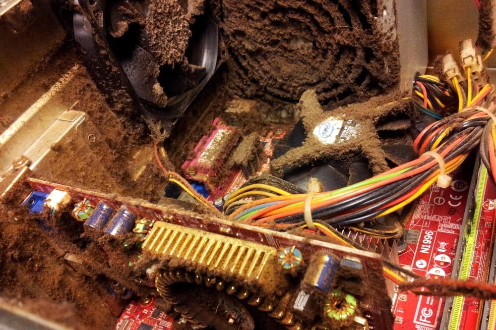 Dusty computer hardware.
