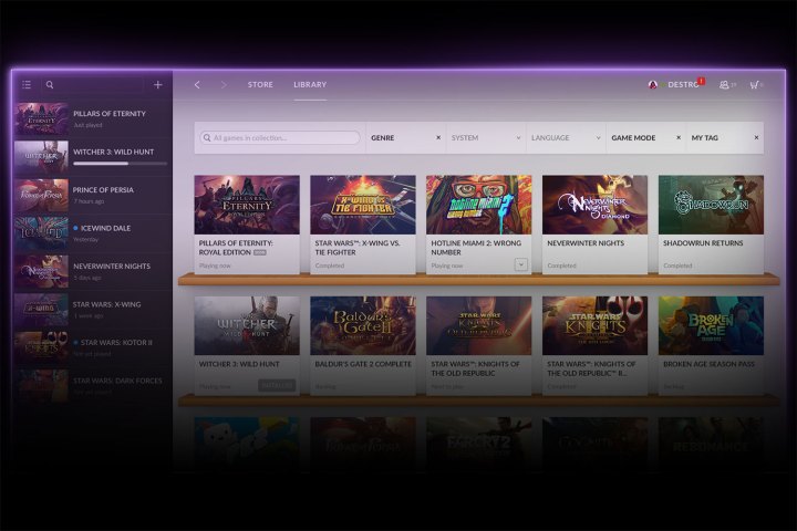 The GOG Galaxy client on PC. 