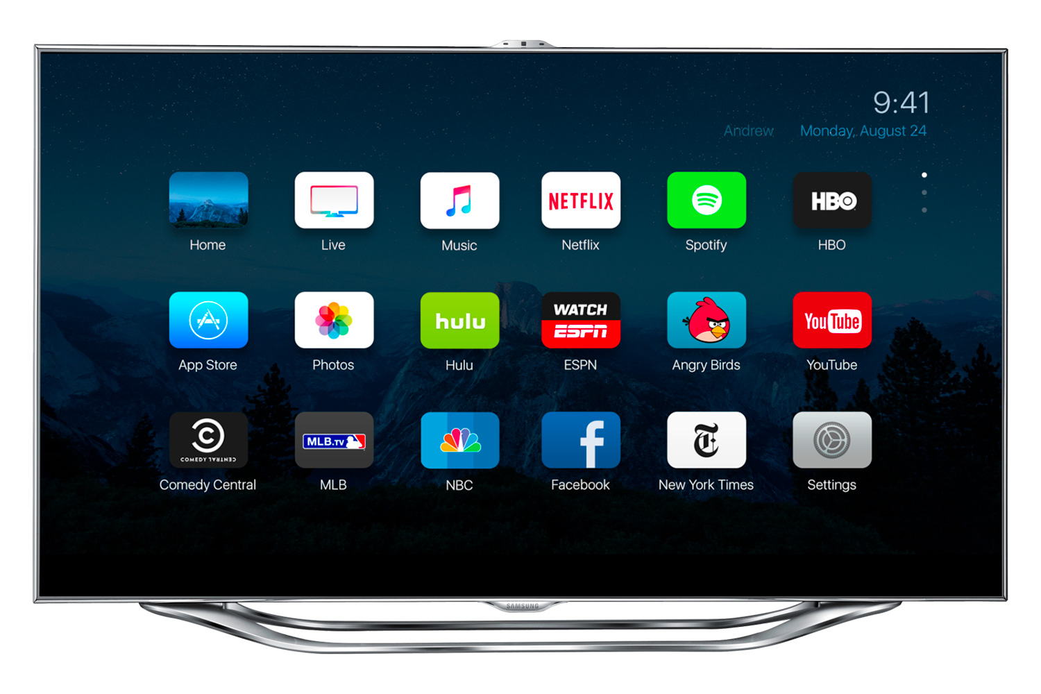 apple tv ios 9 concept appletv apps samsung es8000 front