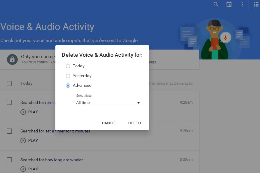 opt out delete google voice search history now 05b