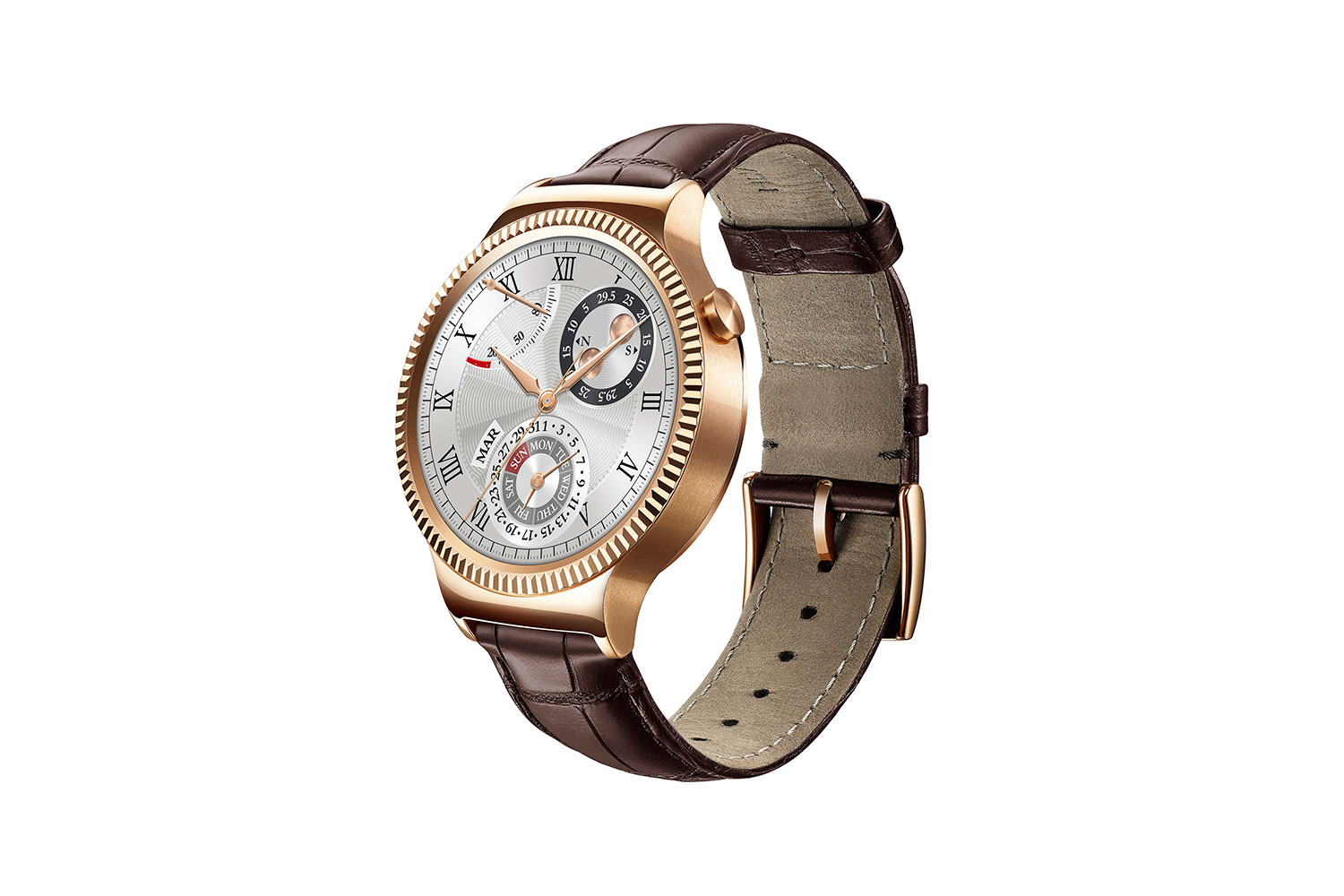 huawei watch news gold leather left side