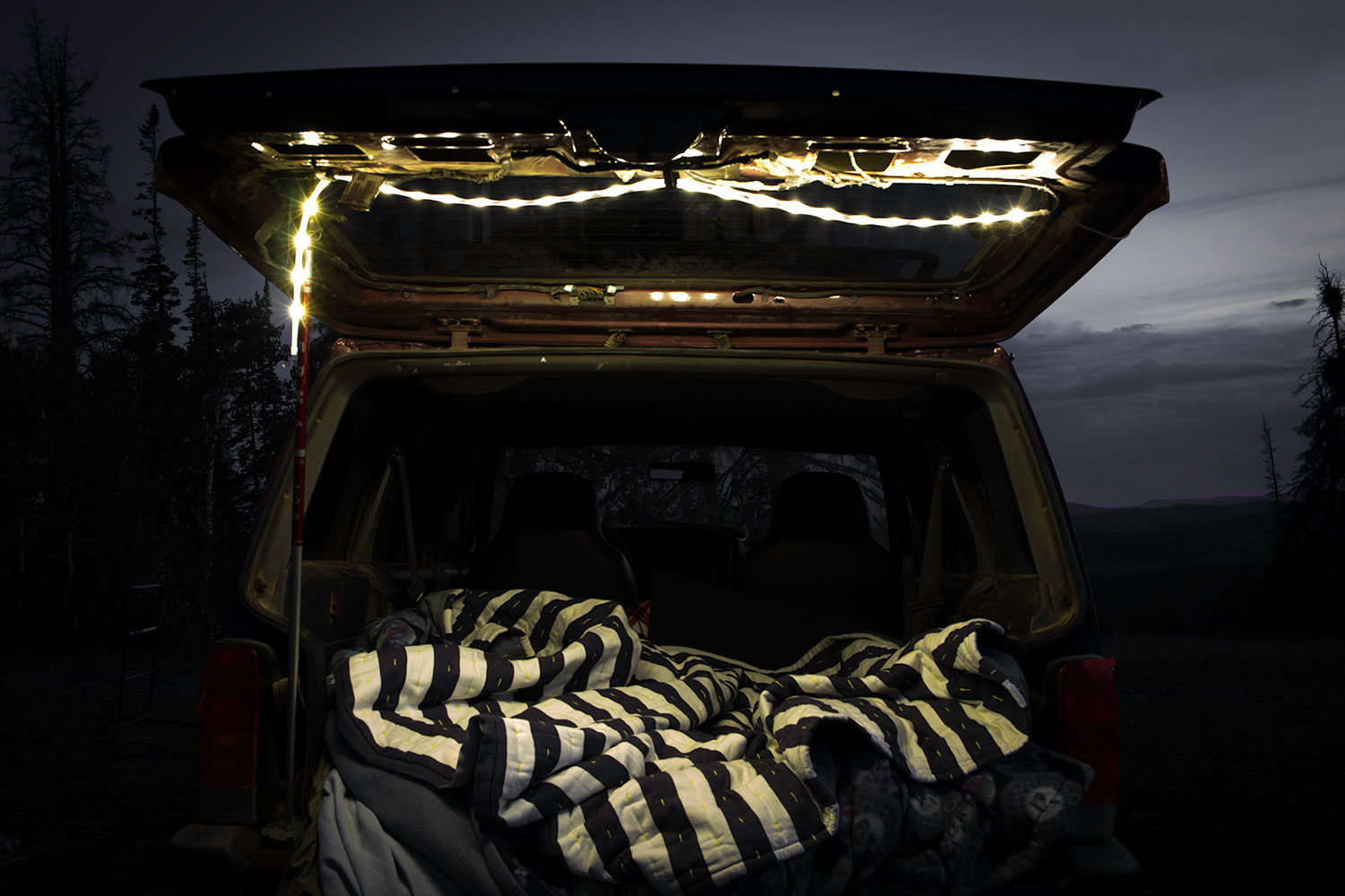 the luminoodle is a portable led light strip tailgate