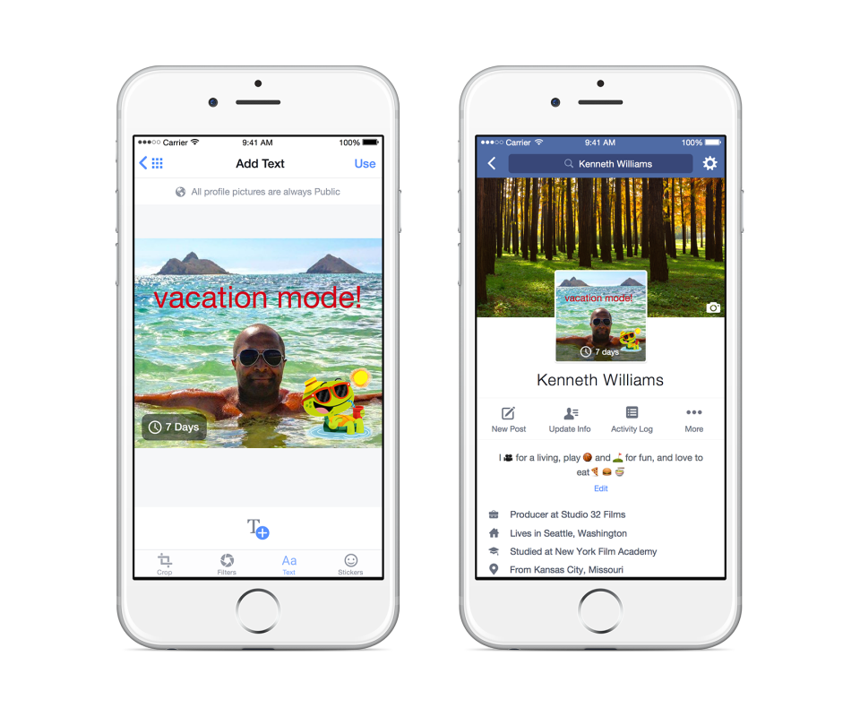facebook video profile pics coming soon temporary pic vacation