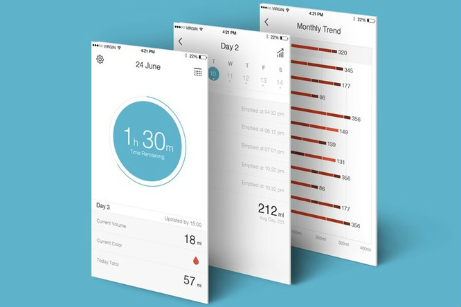 looncup smart menstrual cup app screens