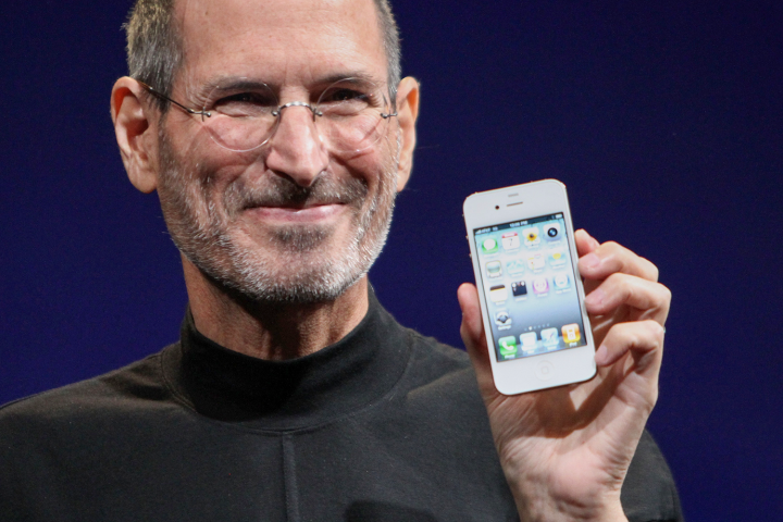 Steve Jobs shows off the iPhone 4 at the 2010 Worldwide Developers Conference