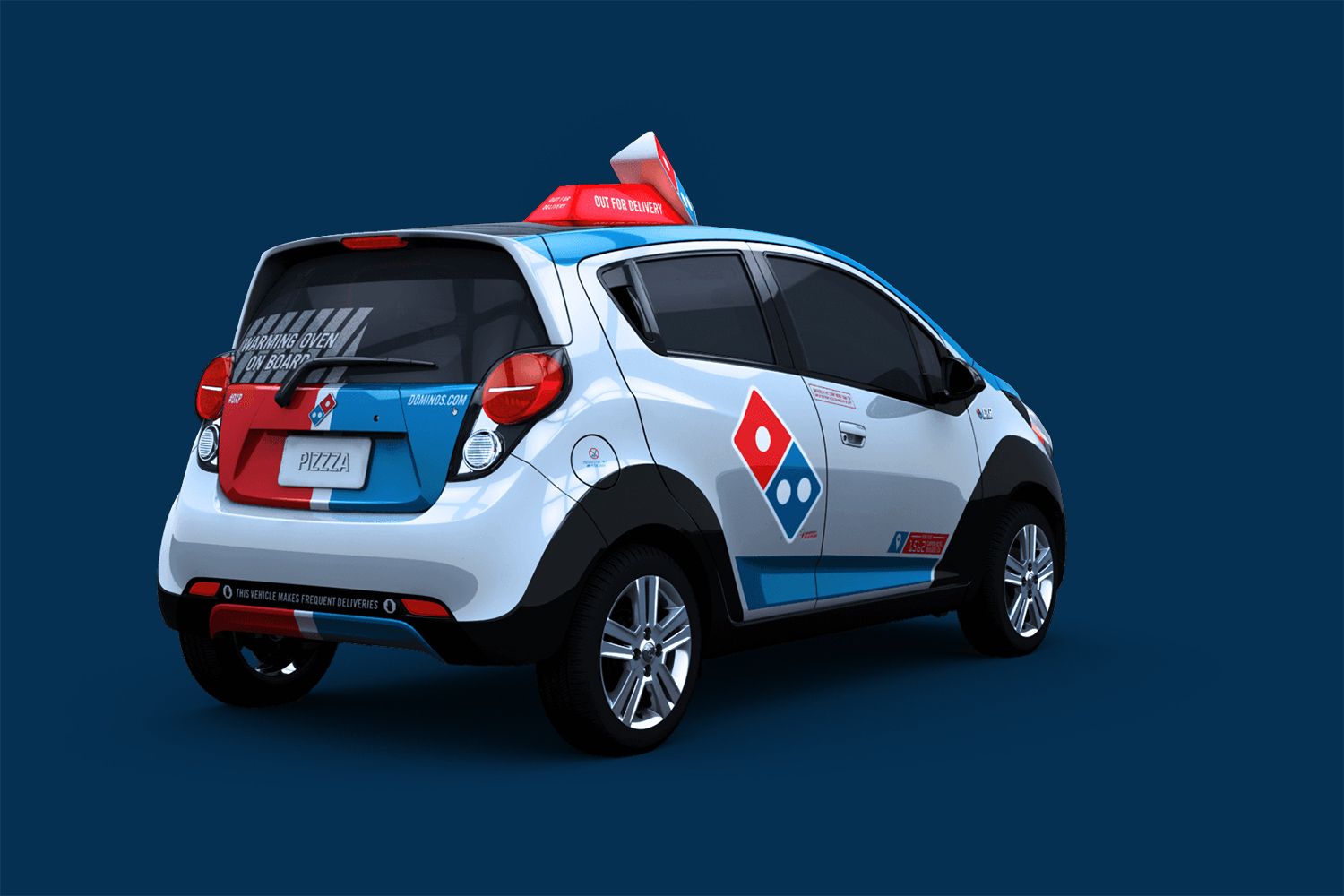 dominos innovative dxp chevrolet spark pizza delivery car 5