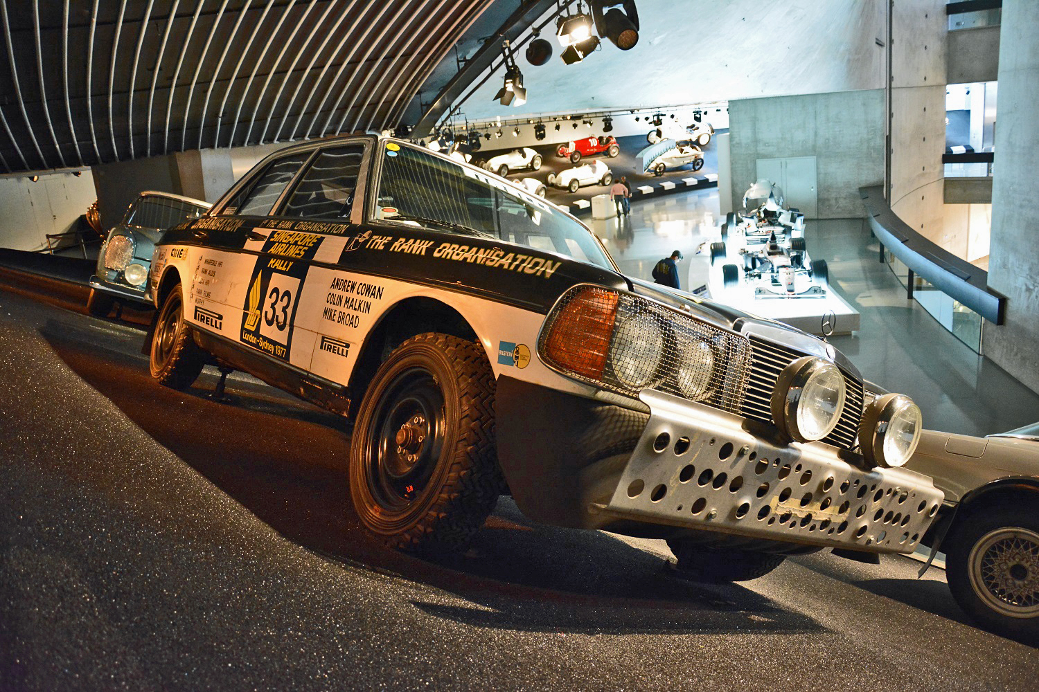 mercedes benz museum stuttgart pictures history ronan glon 280e rally car 1
