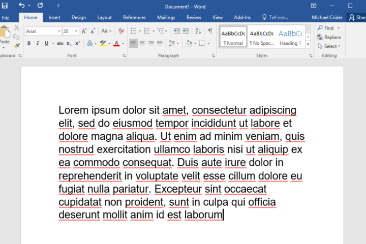 Screenshot showing desktop interface of Microsoft Word.