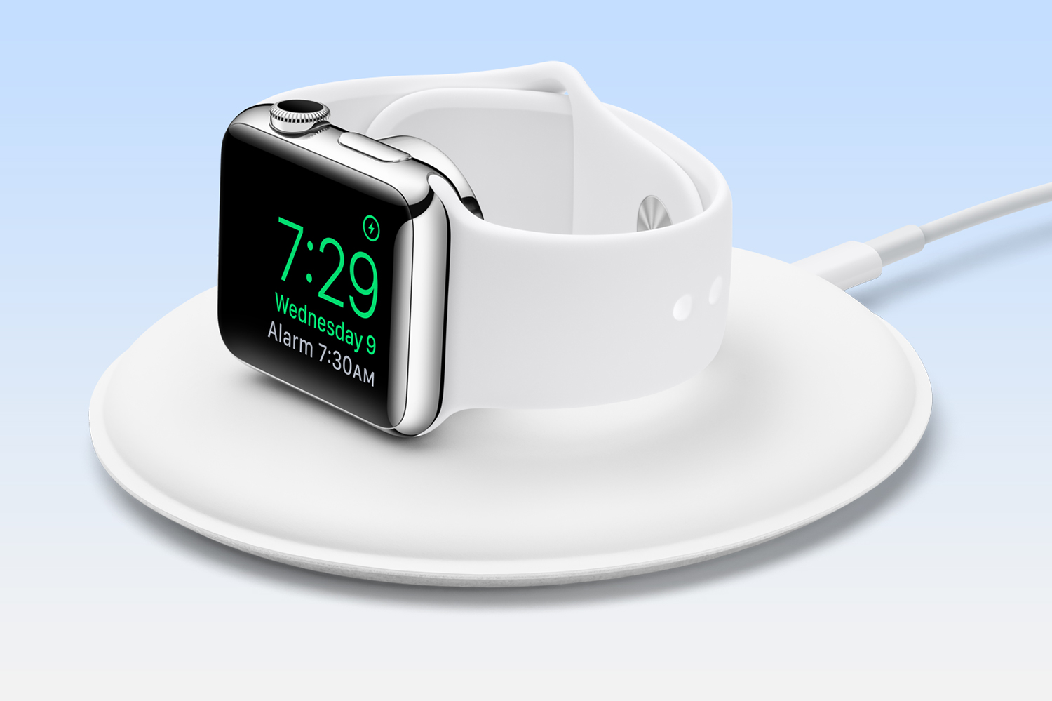 An Apple Watch on the Apple Watch Magnetic Charging Dock.