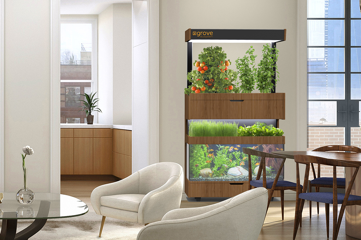 the grove ecosystem launches a kickstarter for its indoor garden render in home