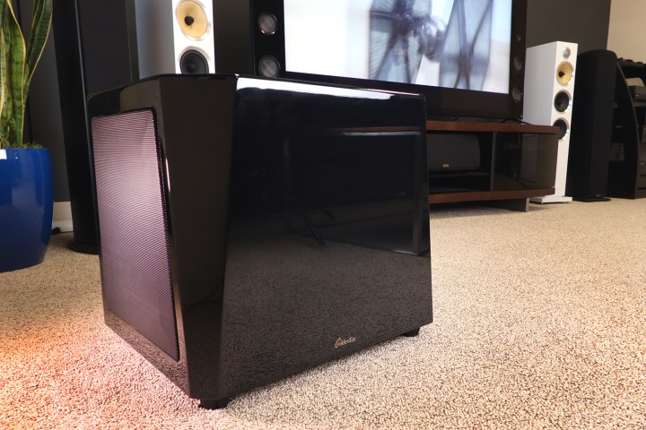 The GoldenEar SuperSub XXL subwoofer in the living room.