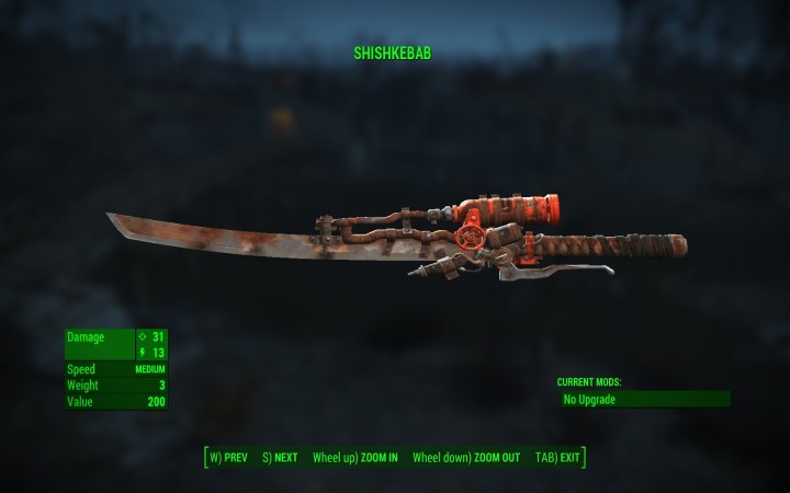 The Shishkebab weapon in Fallout 4. 