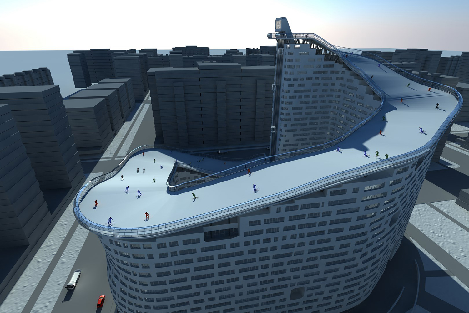 house slalom is an apartment building with a ski slope concept shokhan mataibekov 003