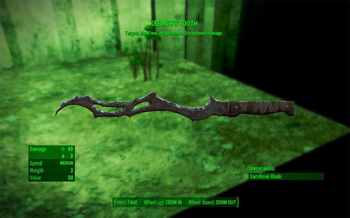 The Kremvh's tooth weapon from Fallout 4. 
